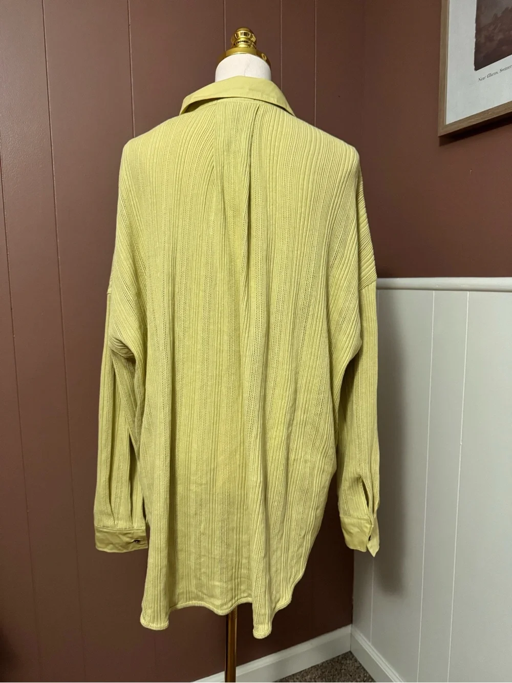 Free People Free-est Light Green Button-Front Oversized Shirt 100% Cotton